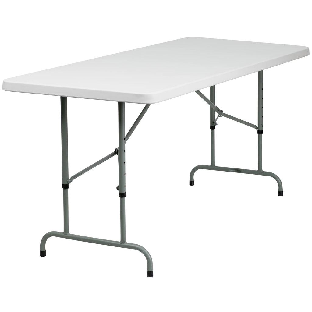 6-Foot Height Adjustable Granite White Plastic Folding Table R2920