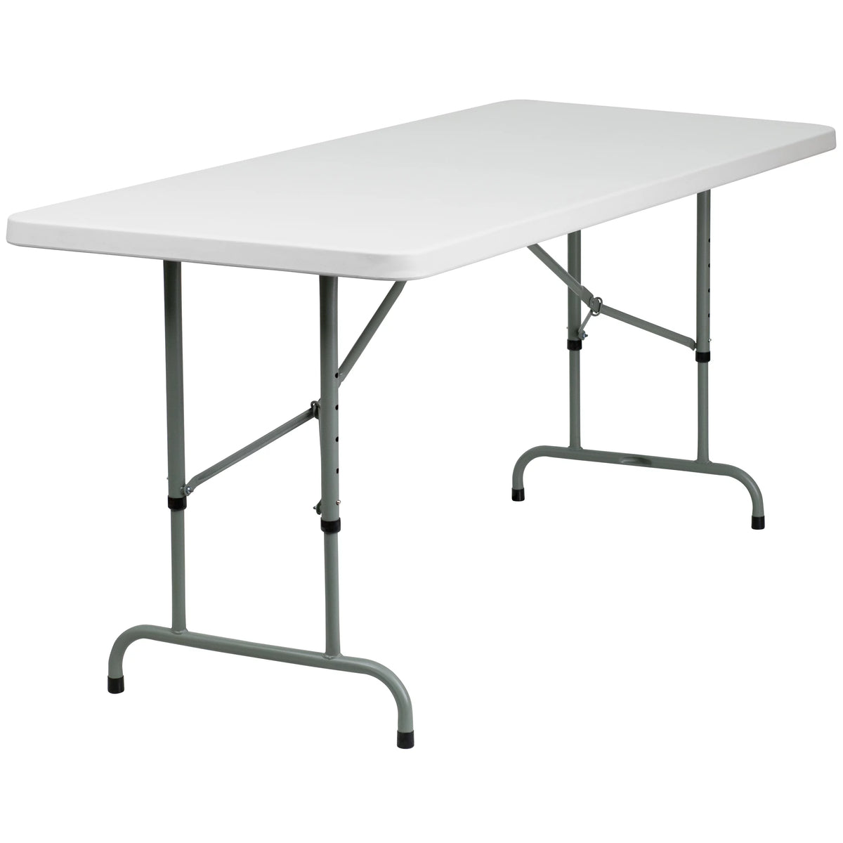 6-Foot Height Adjustable Granite White Plastic Folding Table R2920