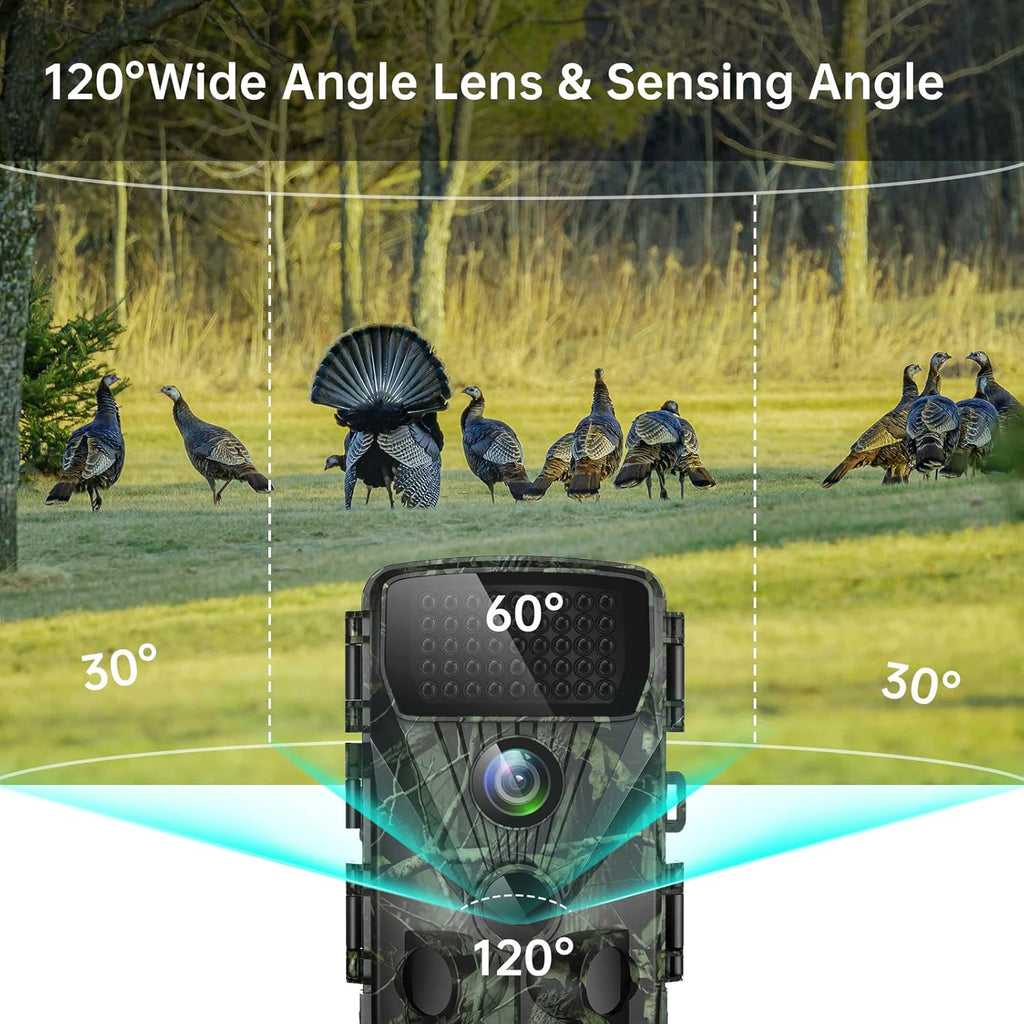 4K 30MP Trail Camera with Night Vision, 120° Wide Angle, IP65 Waterproof G658