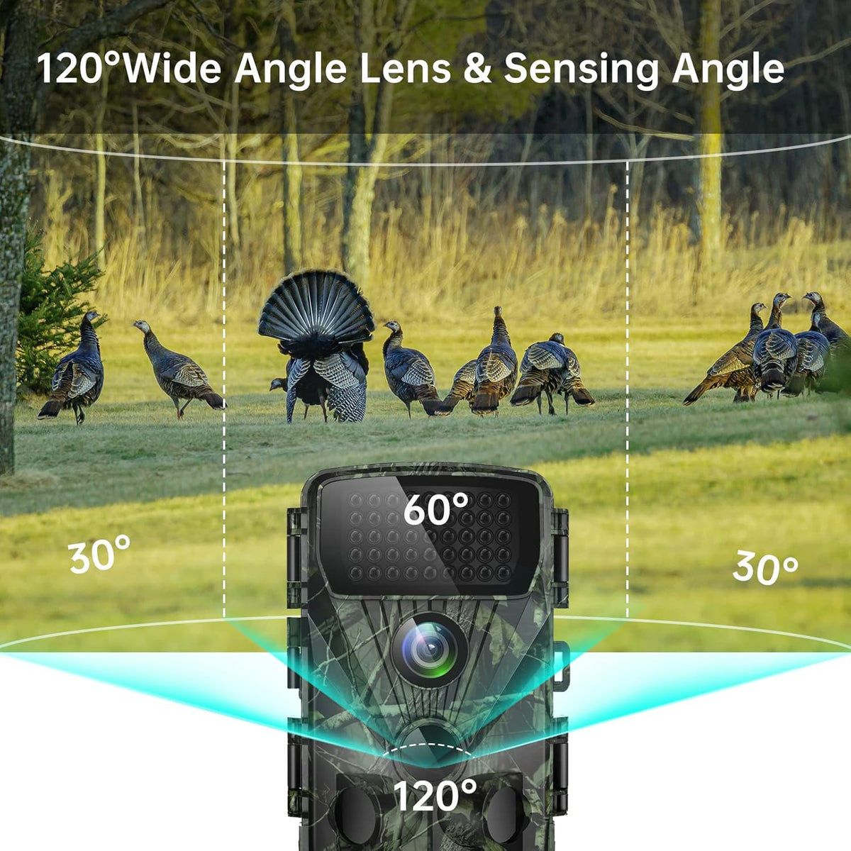 4K 30MP Trail Camera with Night Vision, 120° Wide Angle, IP65 Waterproof G658