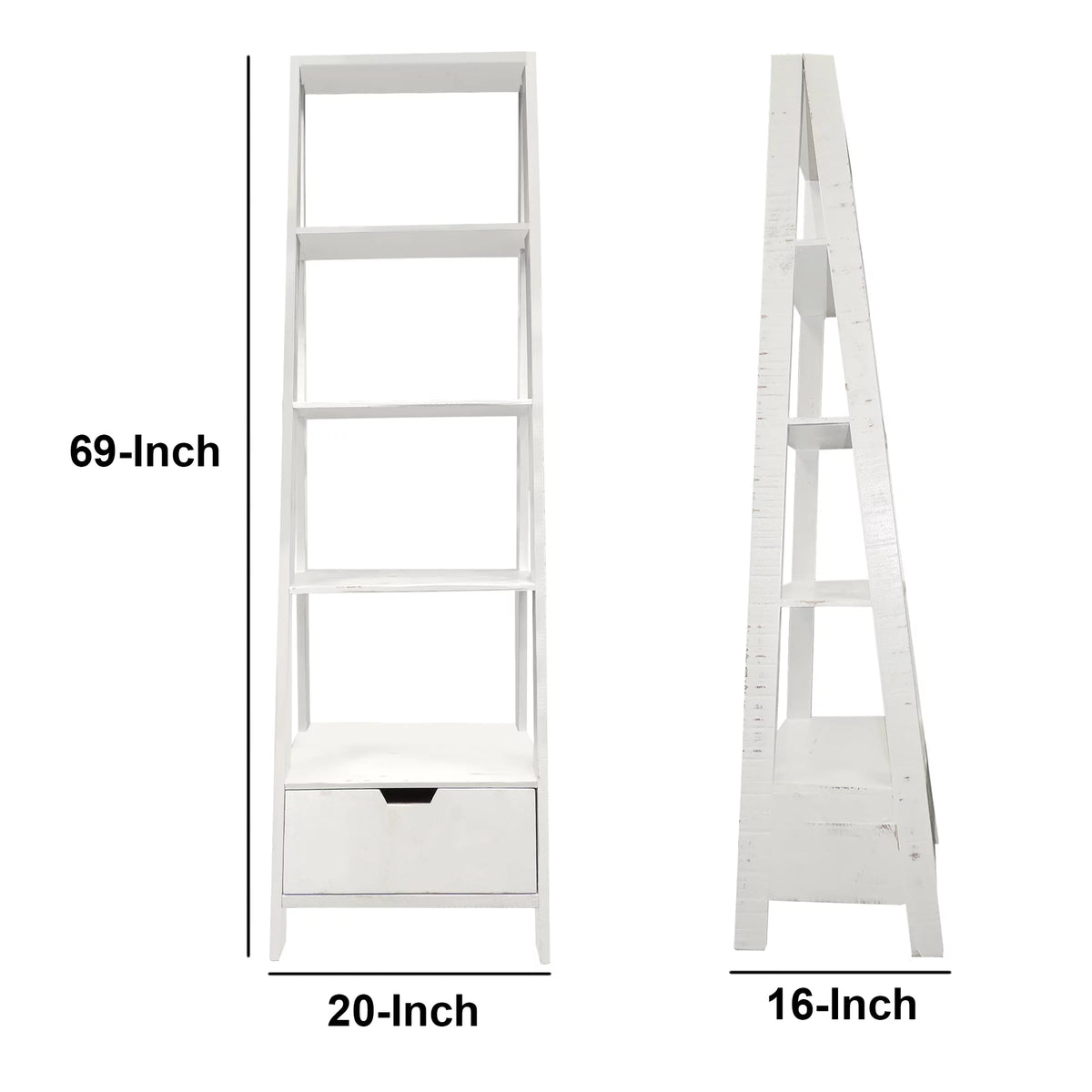 4 Shelf Wooden Ladder Bookcase with Drawer P389