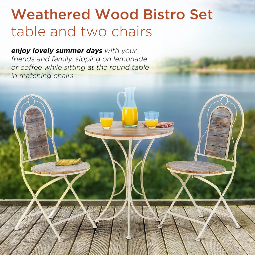 3-Piece Steel and Wood Bistro Set K47816