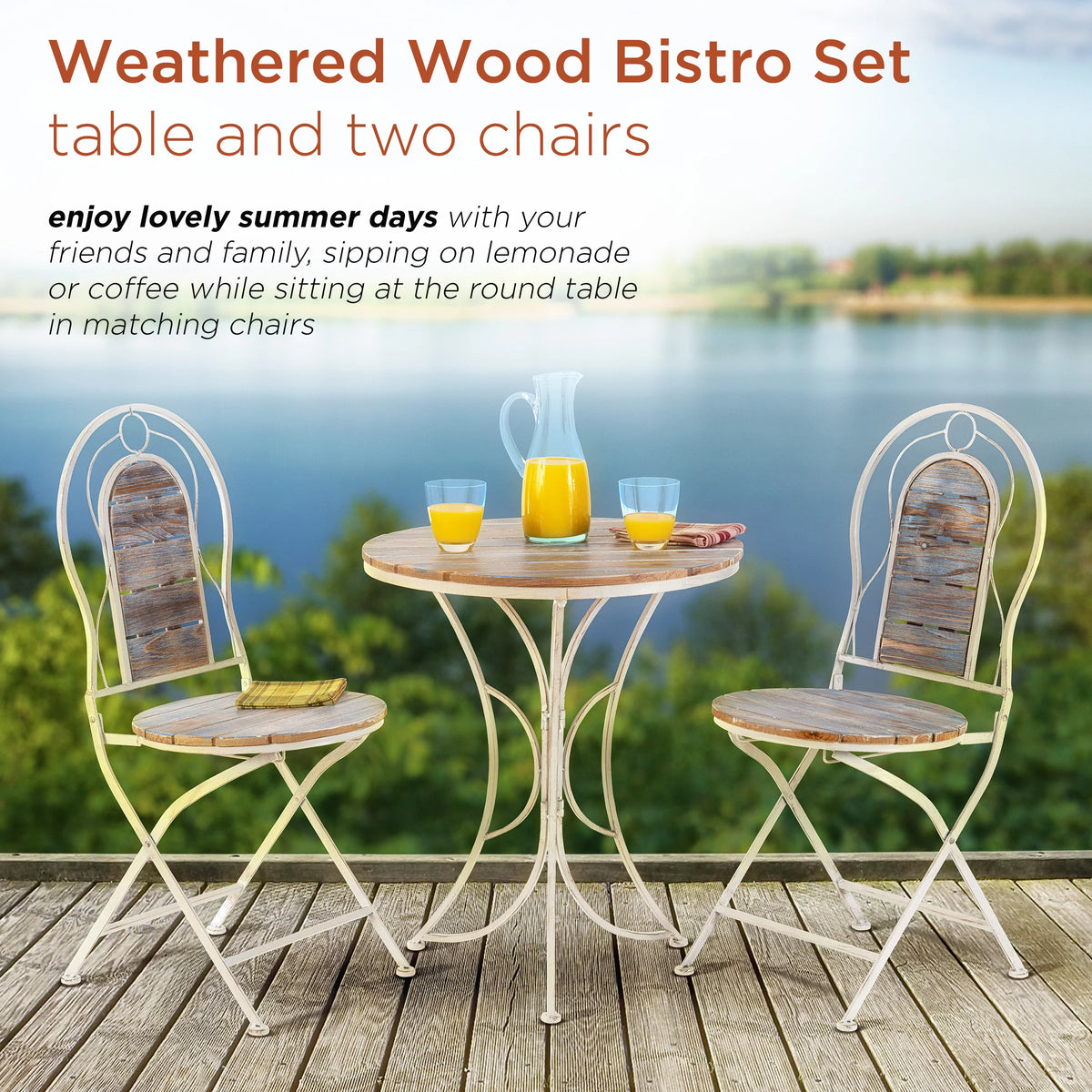 3-Piece Steel and Wood Bistro Set K47816