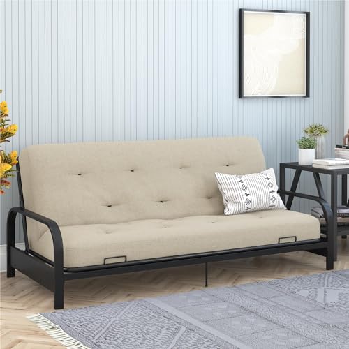 Dark Gray Polyester Linen Full Futon Mattress X177
