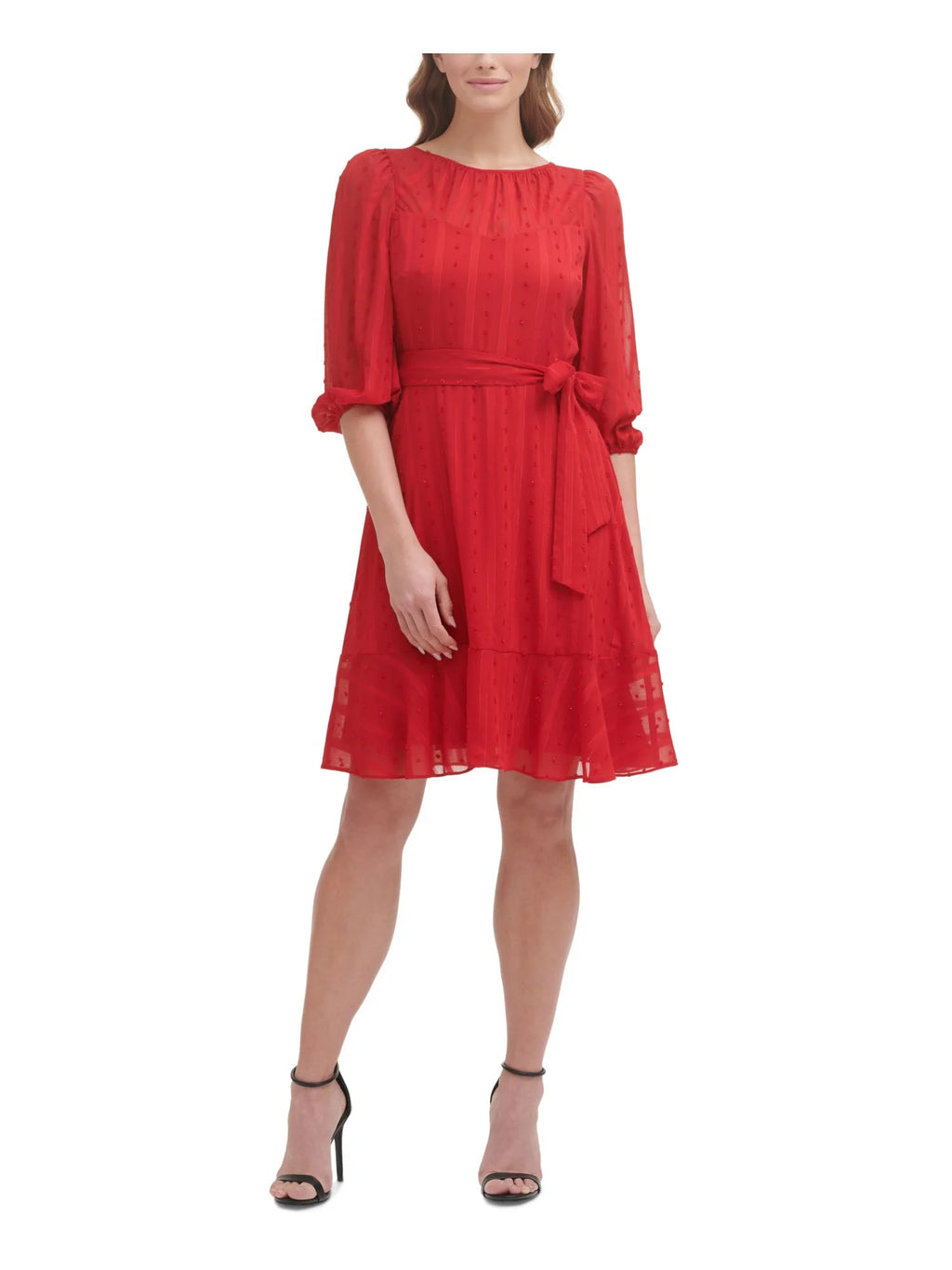 Red Striped Fit + Flare Dress R91309