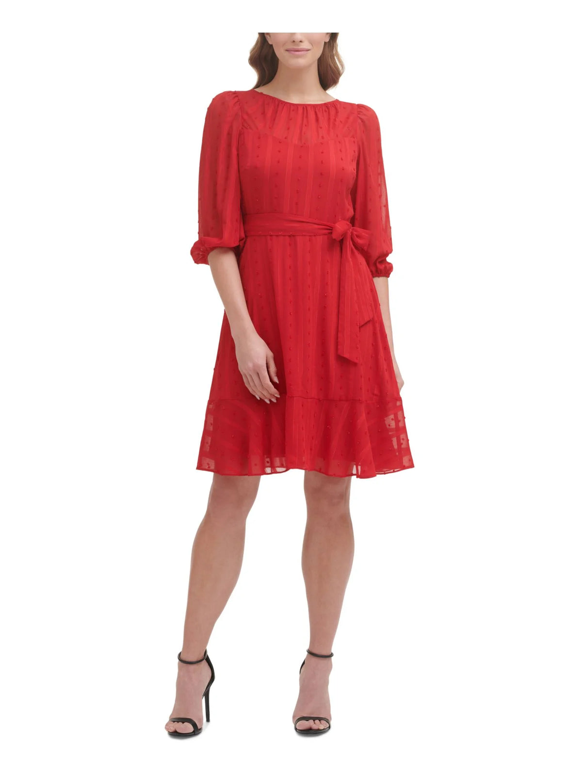 Red Striped Fit + Flare Dress R91309