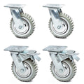 6 Inches Heavy Duty Rubber Swivel Casters Set of 4 (2 with Brakes & 2 Without) T929