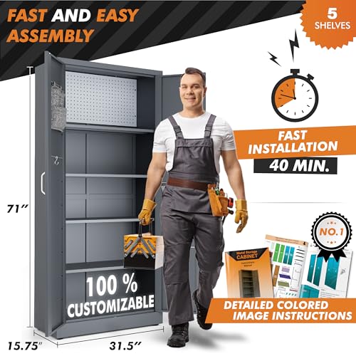 Black Metal Storage Cabinet with Wheels V362924