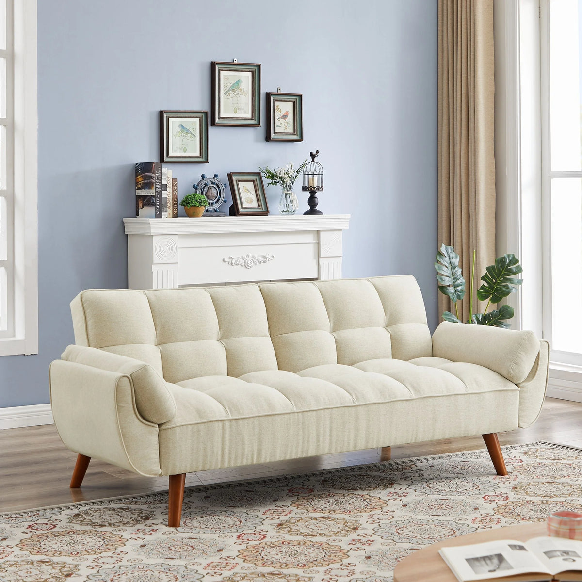 Linen Sofa Adjustable Backrest H903