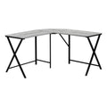 55" Grey Top Black Metal Computer Desk J5623