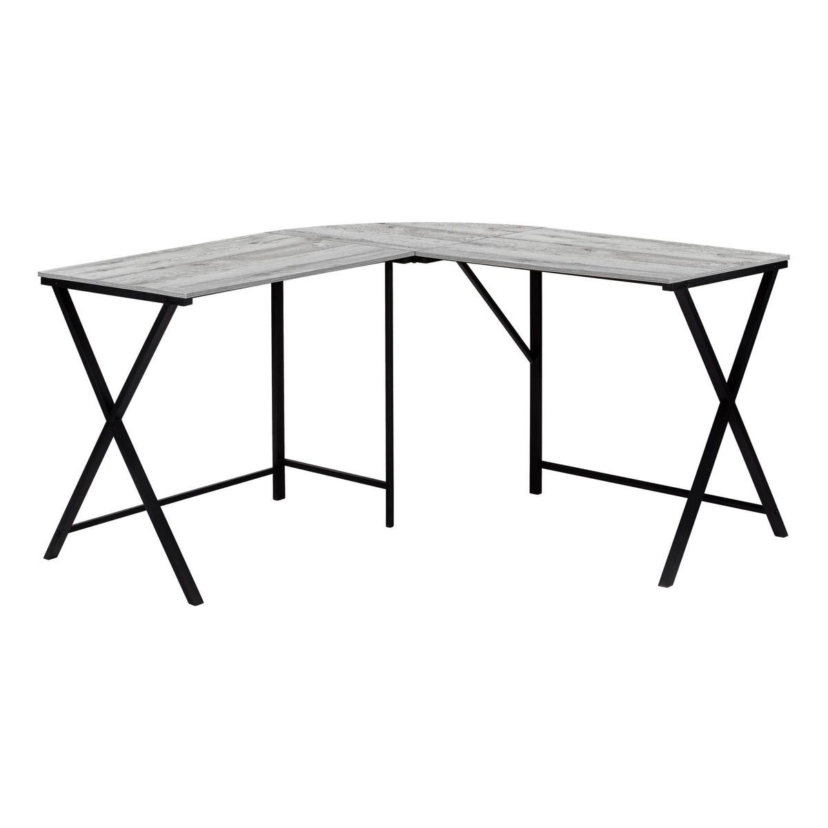55" Grey Top Black Metal Computer Desk J5623