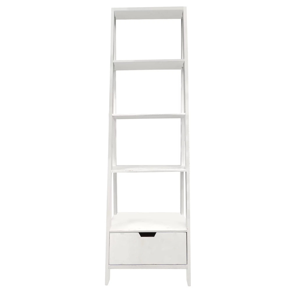 4 Shelf Wooden Ladder Bookcase with Drawer P389