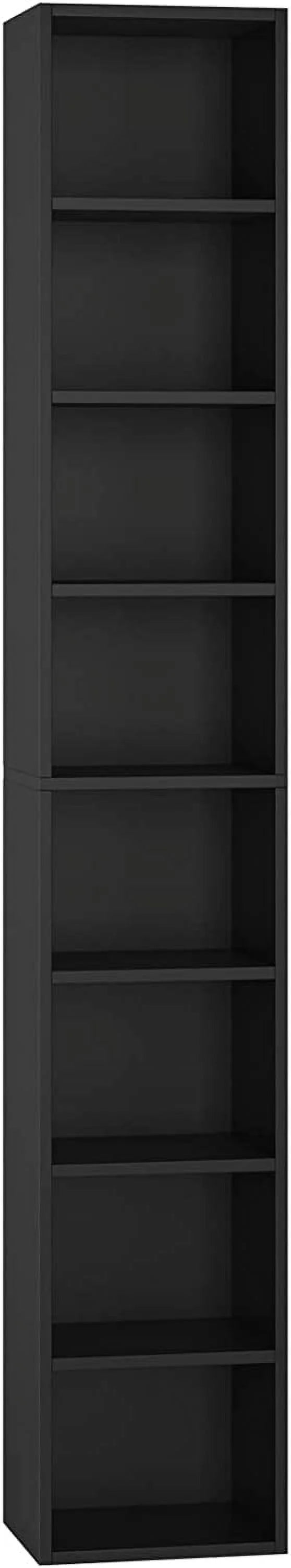 8-Tier Tall Narrow Media Storage Cabinet with Adjustable Shelves, Black I3937