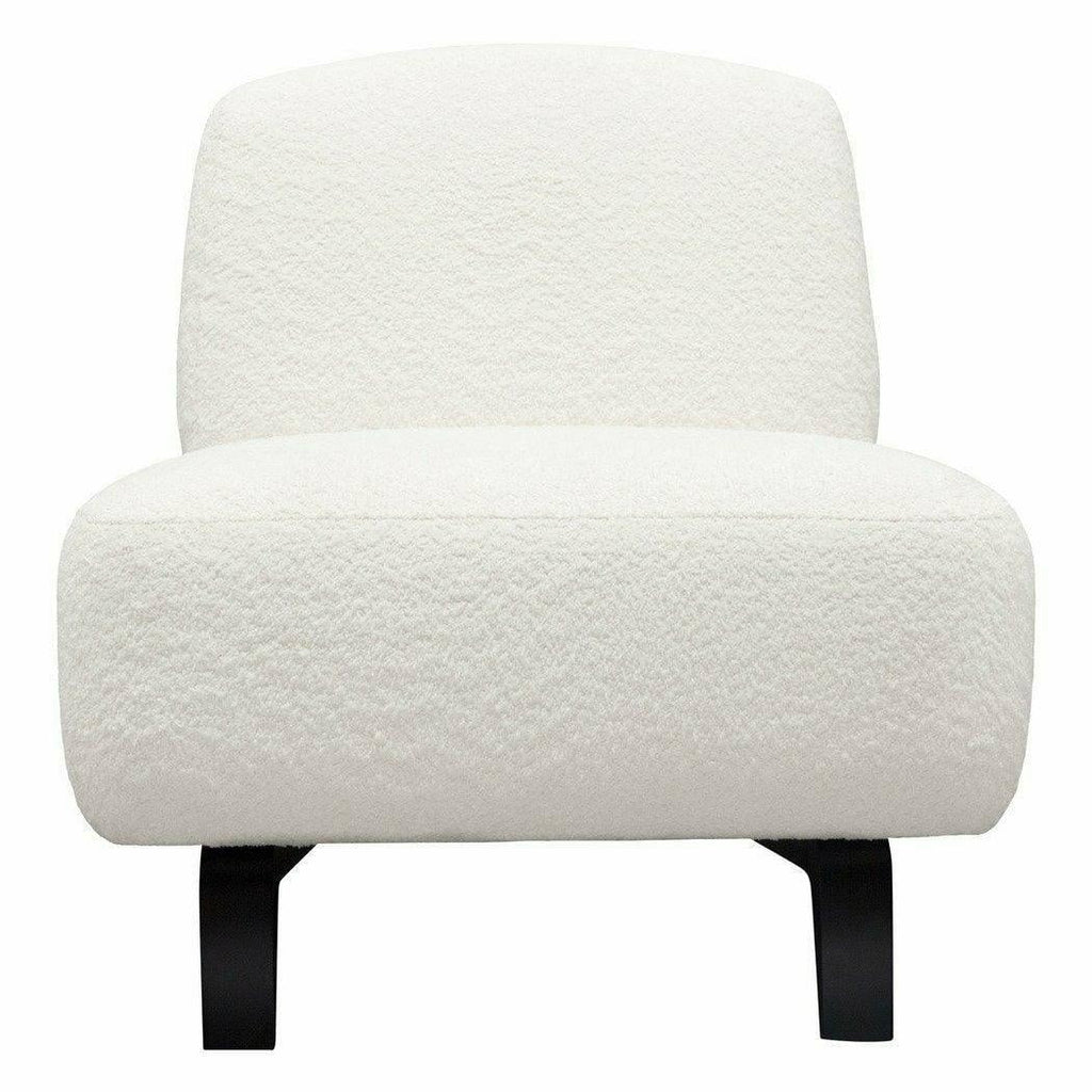 Faux White Shearling Armless Chair with Black Wood Leg Base F5437