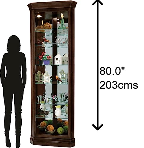 Espresso Curio Cabinet with Six Glass Shelves and Locking Door H254