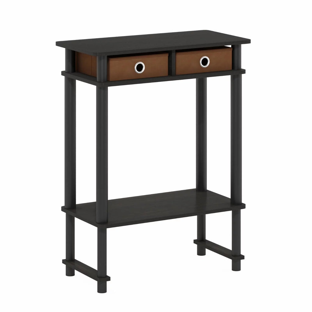 Espresso Brown Console Table with Bin U73831