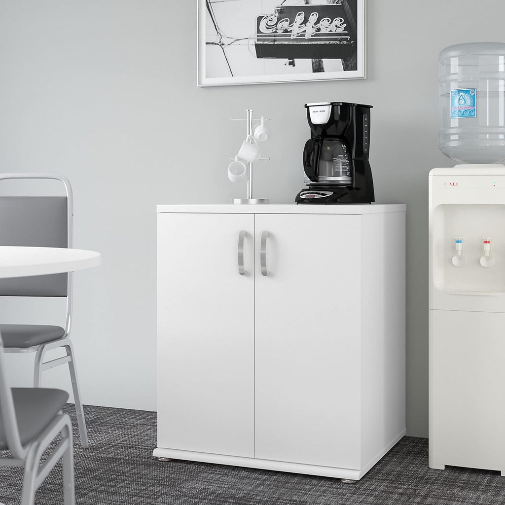 White Floor Storage Cabinet with Doors and Shelves Q23222