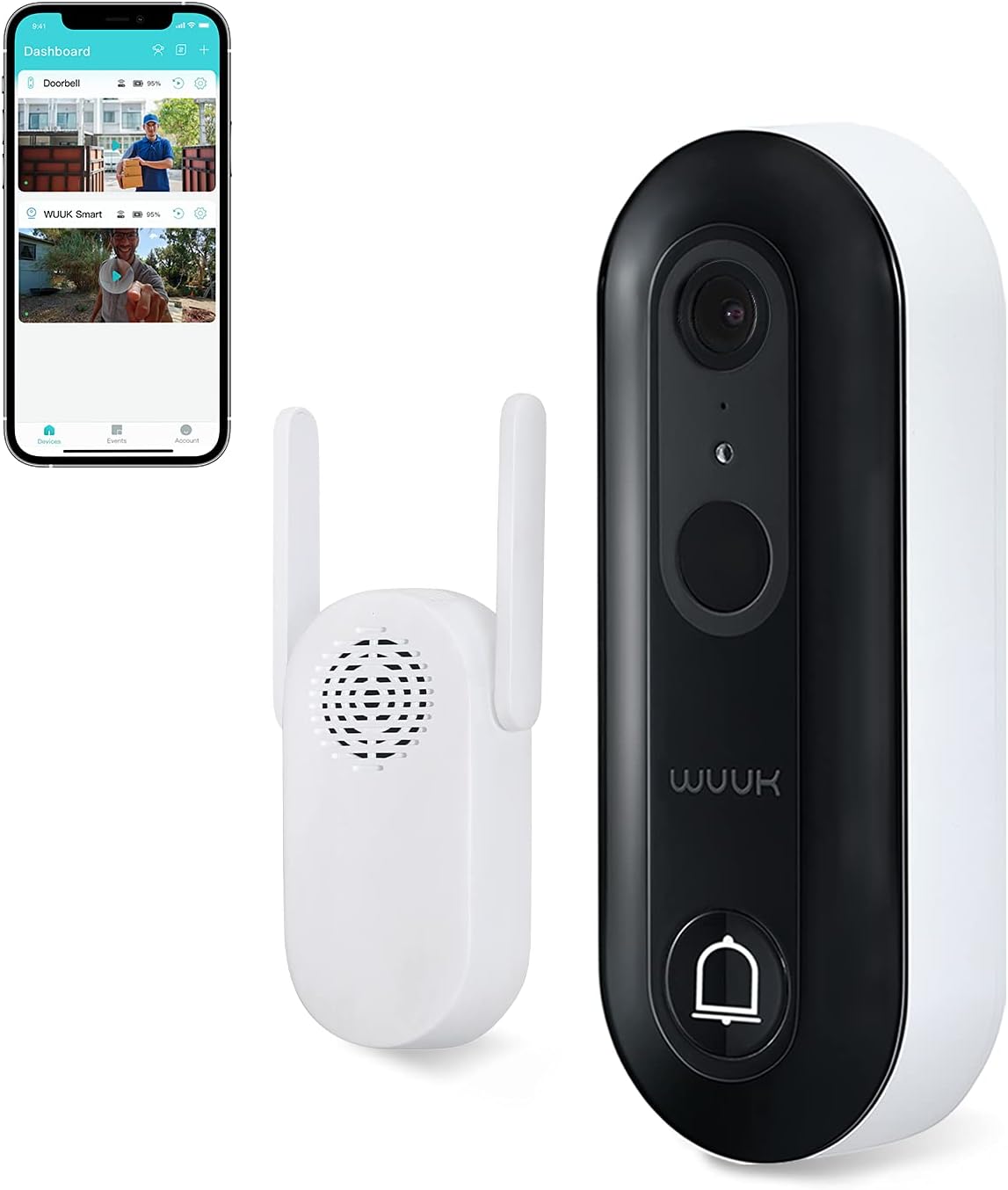 WiFi Video Doorbell Camera with Chime Motion Detection, Night Vision, 2-Way Audio I707859