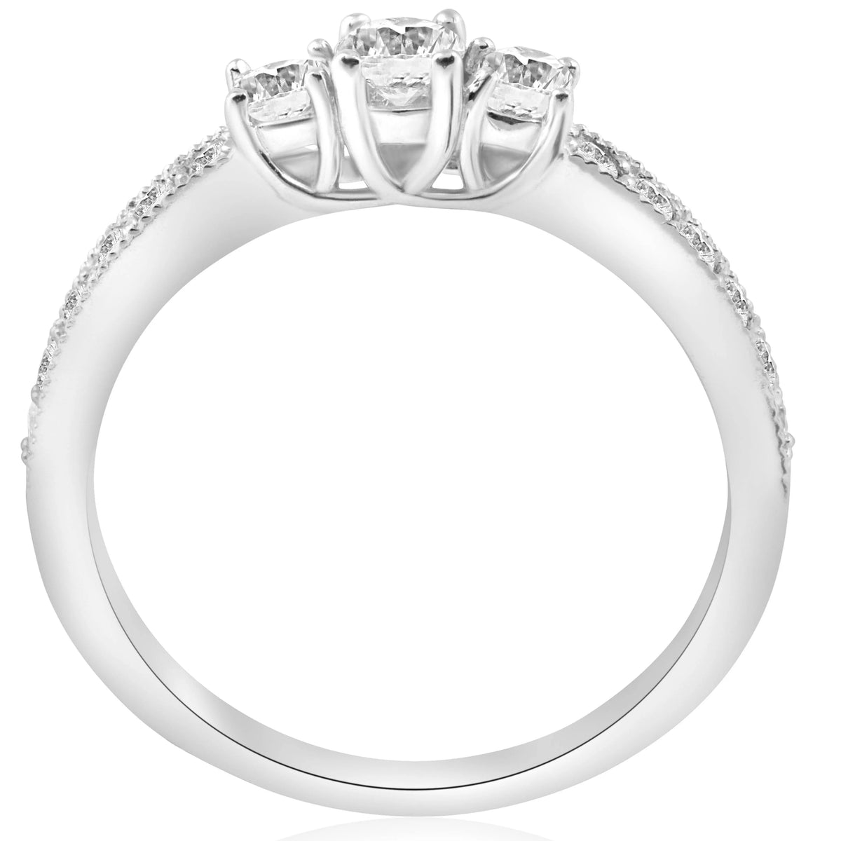 14K White Gold 3 Stone Diamond Ring D489439
