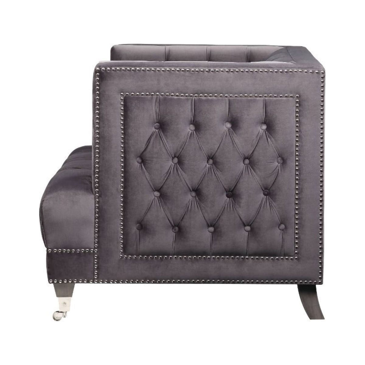 Gray Velvet Chair with Pillow C95128