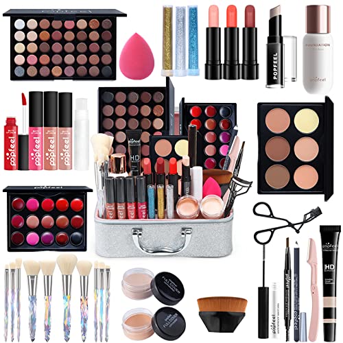 All-in-one Makeup Gift Set with Eyeshadow Palette Lipstick Blush Foundation Concealer Face Powder Mascara Lipgloss Brush S399966