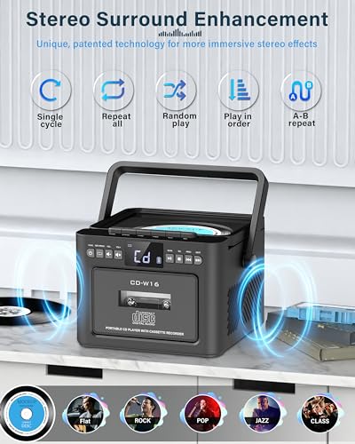 Portable Boombox CD Player with Cassette Player and Bluetooth F9532