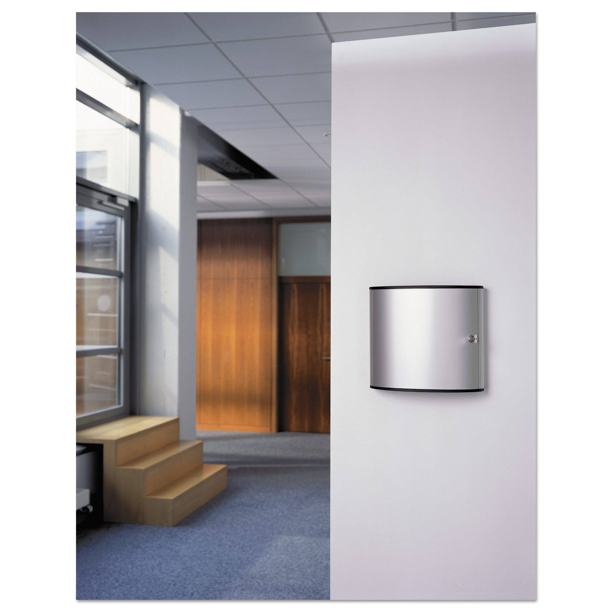Locking Key Cabinet, 54-Key, Brushed Aluminum, Silver M261949