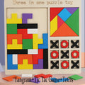 Wooden Blocks Puzzle Brain Teasers Toy, Tic Tac Toe Board Game Toy, Tangram Puzzle Toy Y1858