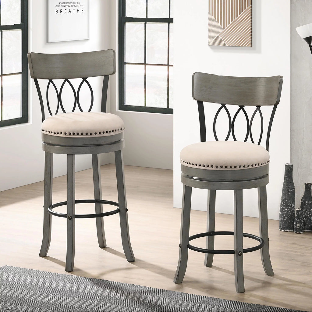Solid Wood Swivel Barstool Set of 2 Gray Z751