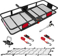 Hitch Mount Folding Cargo Carrier with Trailer Hitch Lock, Stabilizer, Net and Straps X853769
