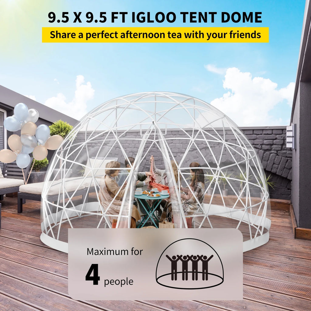 9.5ft PVC Geodesic Dome Bubble Tent with Door and Windows G814598