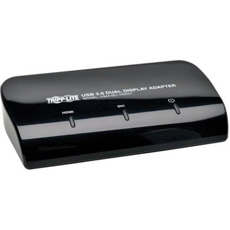 Black USB 3.0 Dual Monitor Video Display Adapter F794600