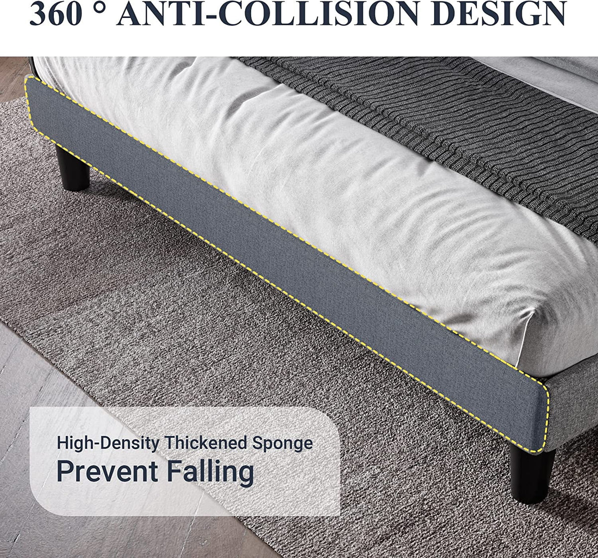 Queen Size Upholstered Platform Bed Frame with Wingback S668