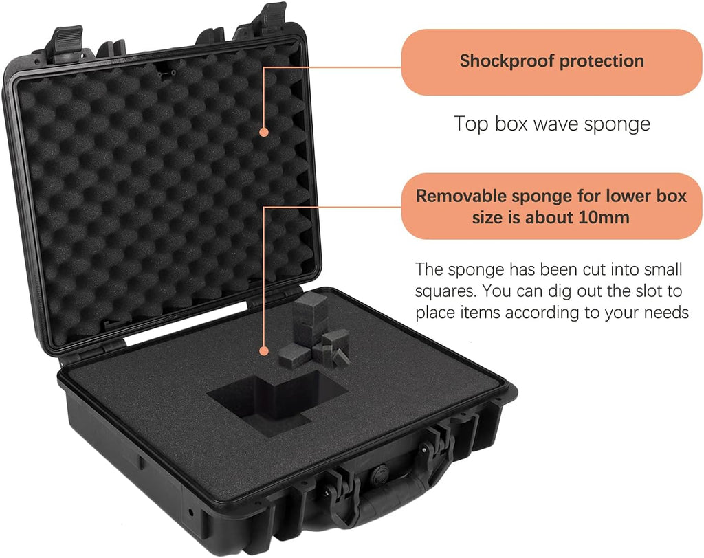 Black Waterproof Hard Camera Case with Foam Insert W7465