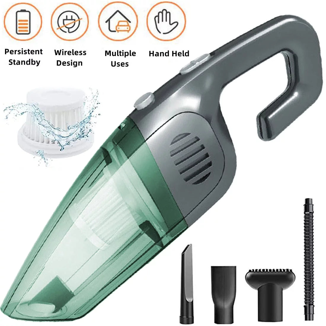 Hand Held Vacuum, 2200mAh Lightweight Cordless Vacuum Cleaner, Grey L7894