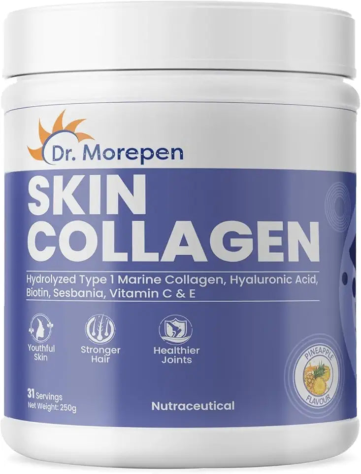 Marine Collagen Skin Protein Powder with Hyaluronic Acid, Vitamin C & Biotin Pineapple Flavour 250g W706
