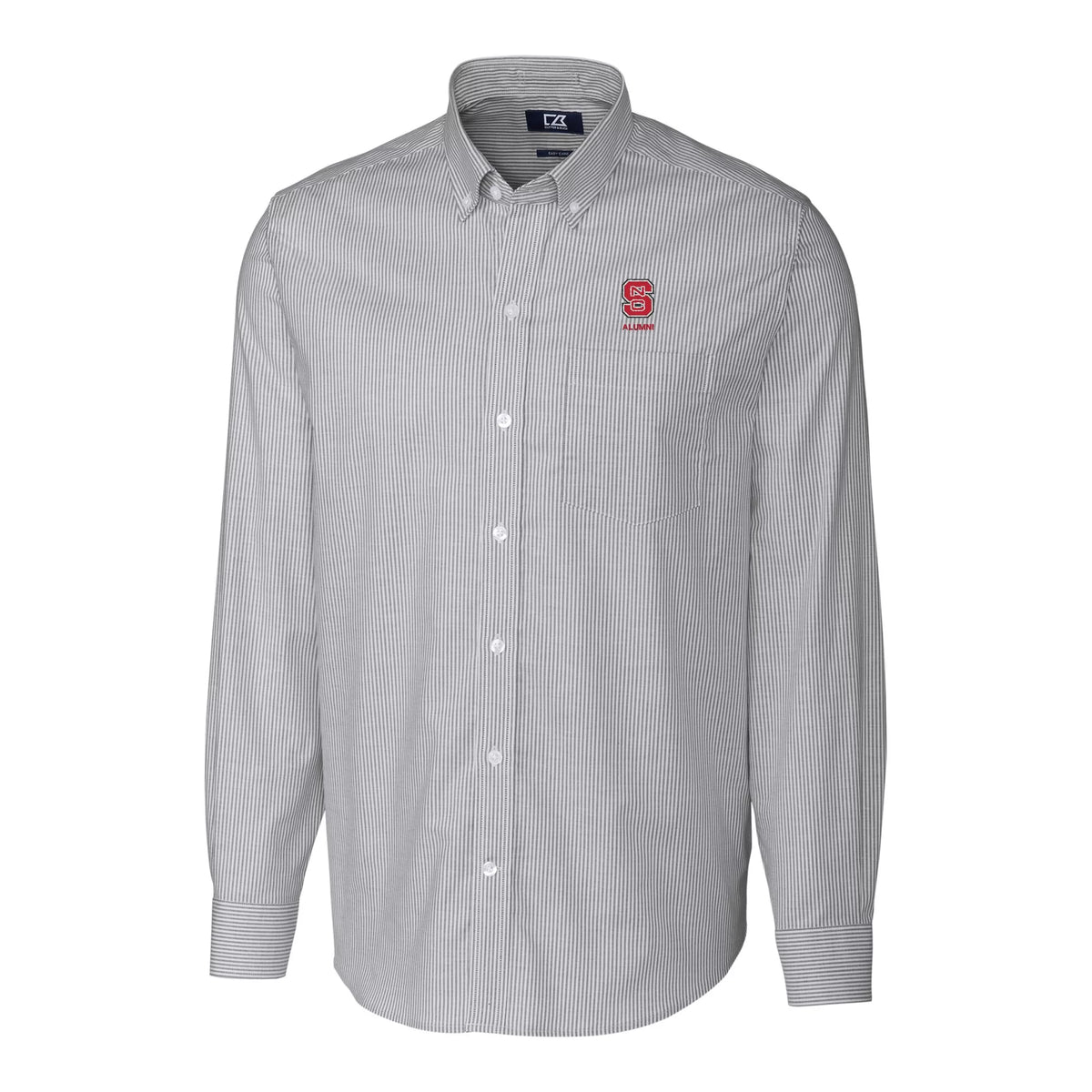 Charcoal Stretch Oxford Stripe Long Sleeve Button-Down Shirt I622