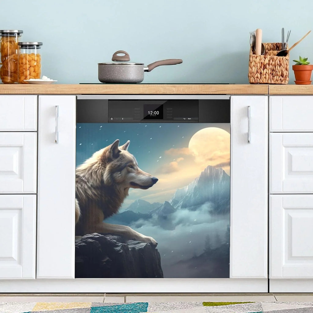 Magnetic Dishwasher Stickers Night Wolf Pattern 23in W x 26in H B12070