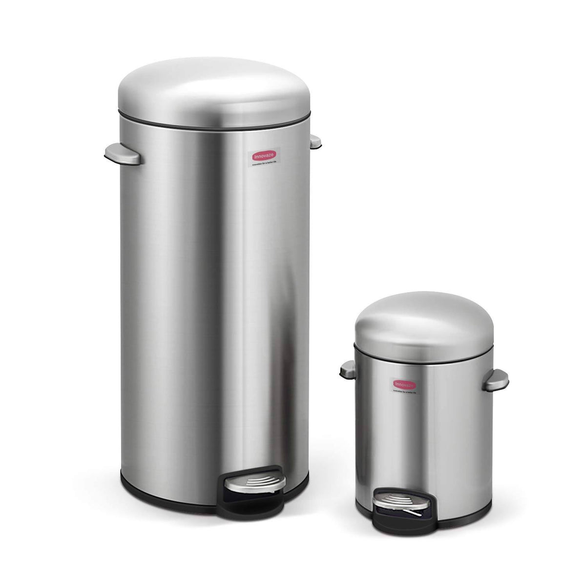Fingerprint Free Stainless Steel Step on Trash Can Set R490