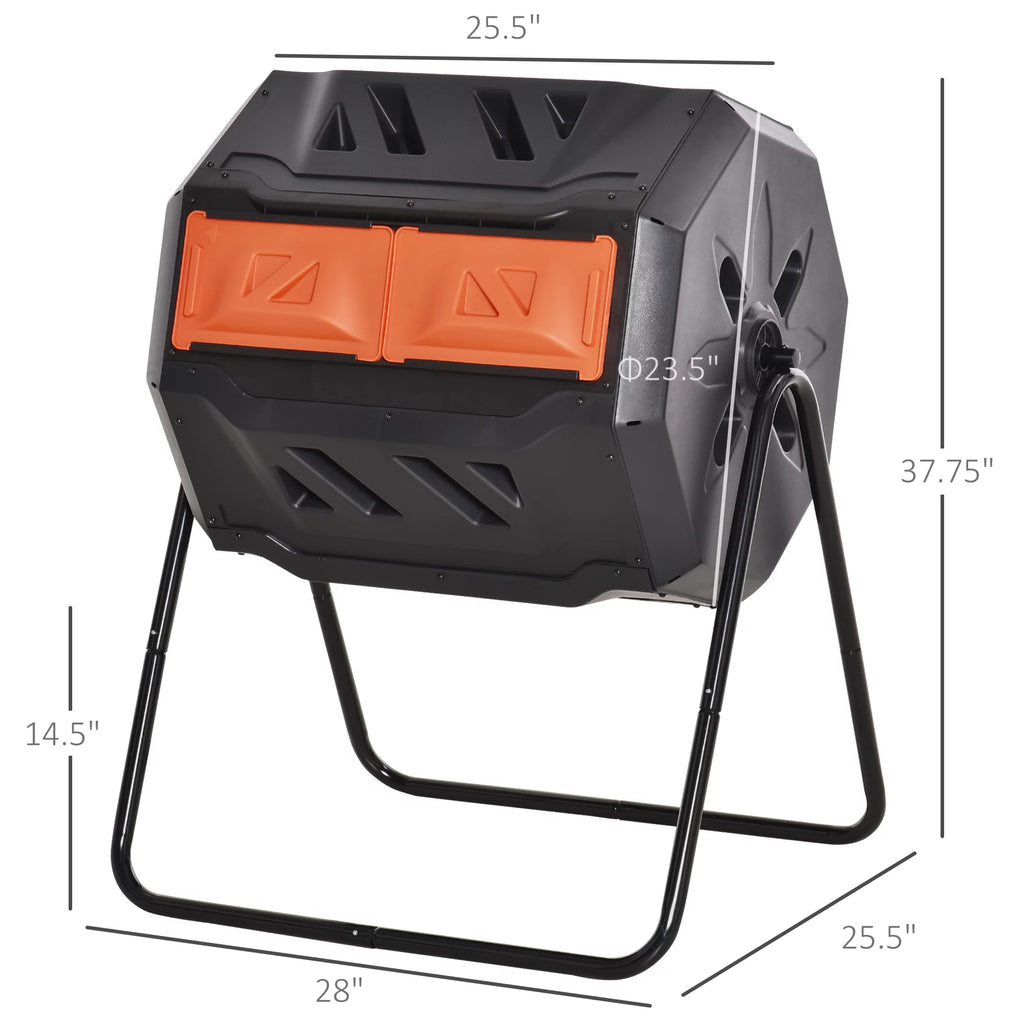 Outdoor Tumbling Compost Bin with Dual Chamber W618