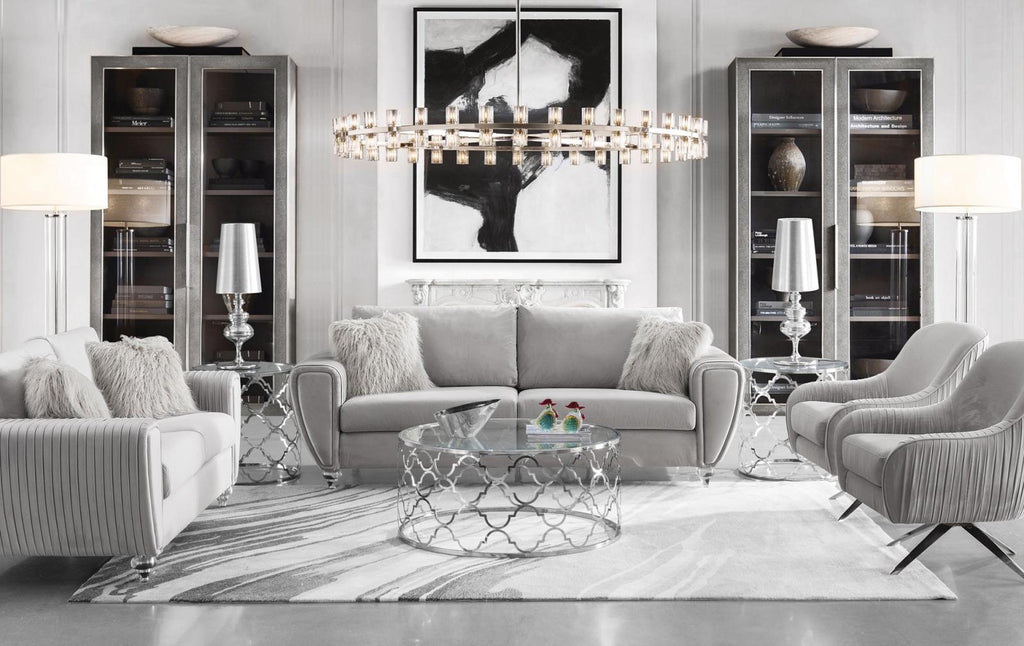 Light Gray Fabric Sofa & Loveseat Set 2 Pcs B6576