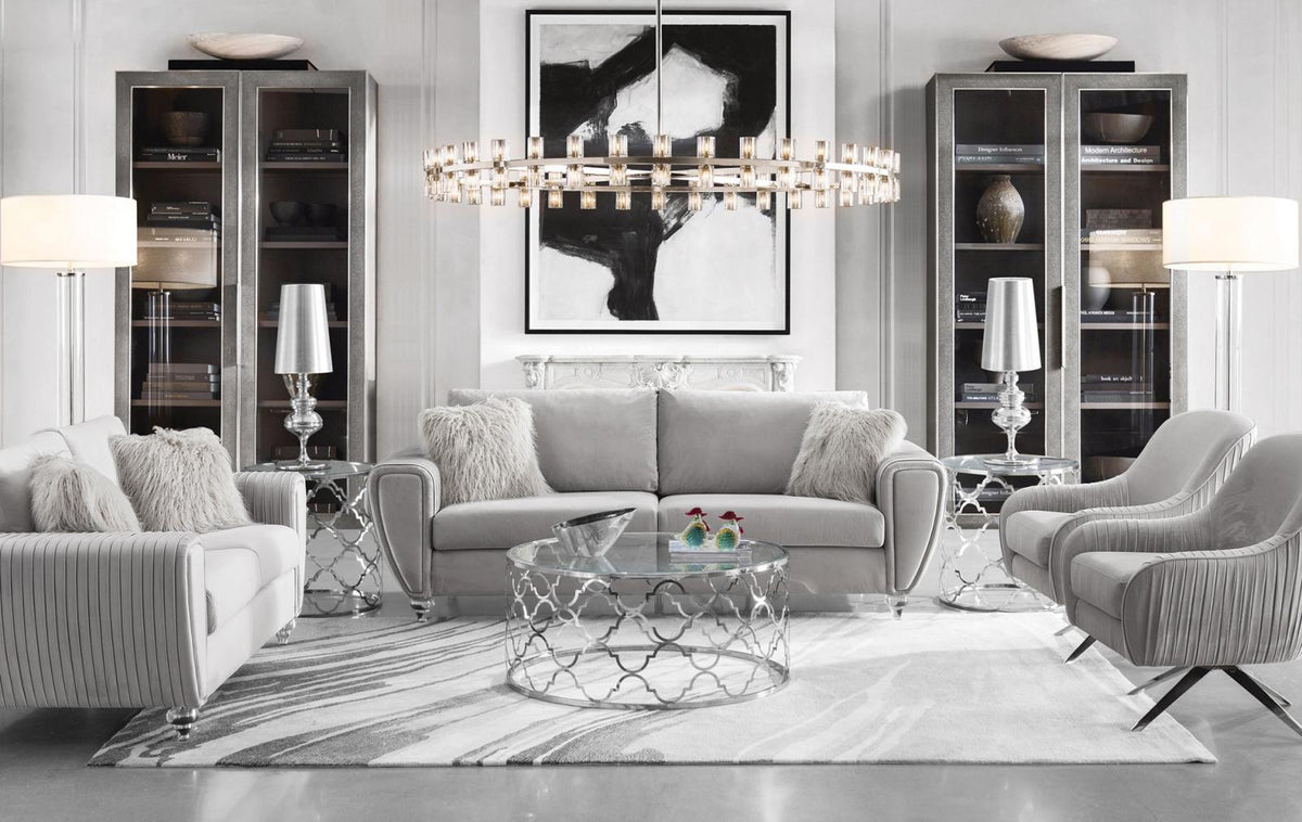 Light Gray Fabric Sofa & Loveseat Set 2 Pcs B6576