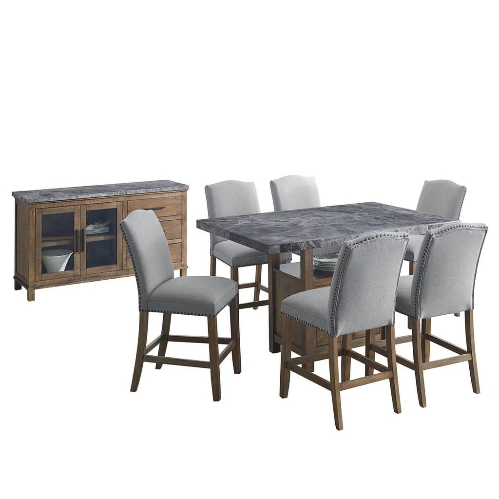 Gray Marble Counter 8-Piece Dining Set C21857