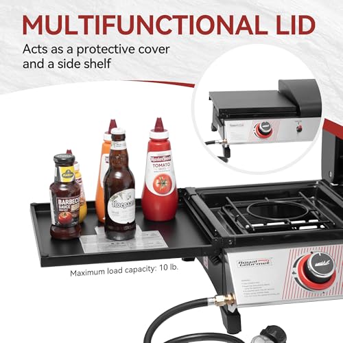 3 Burner Propane Gas Grill and Griddle Combo with Lid, Silver & Black R76012