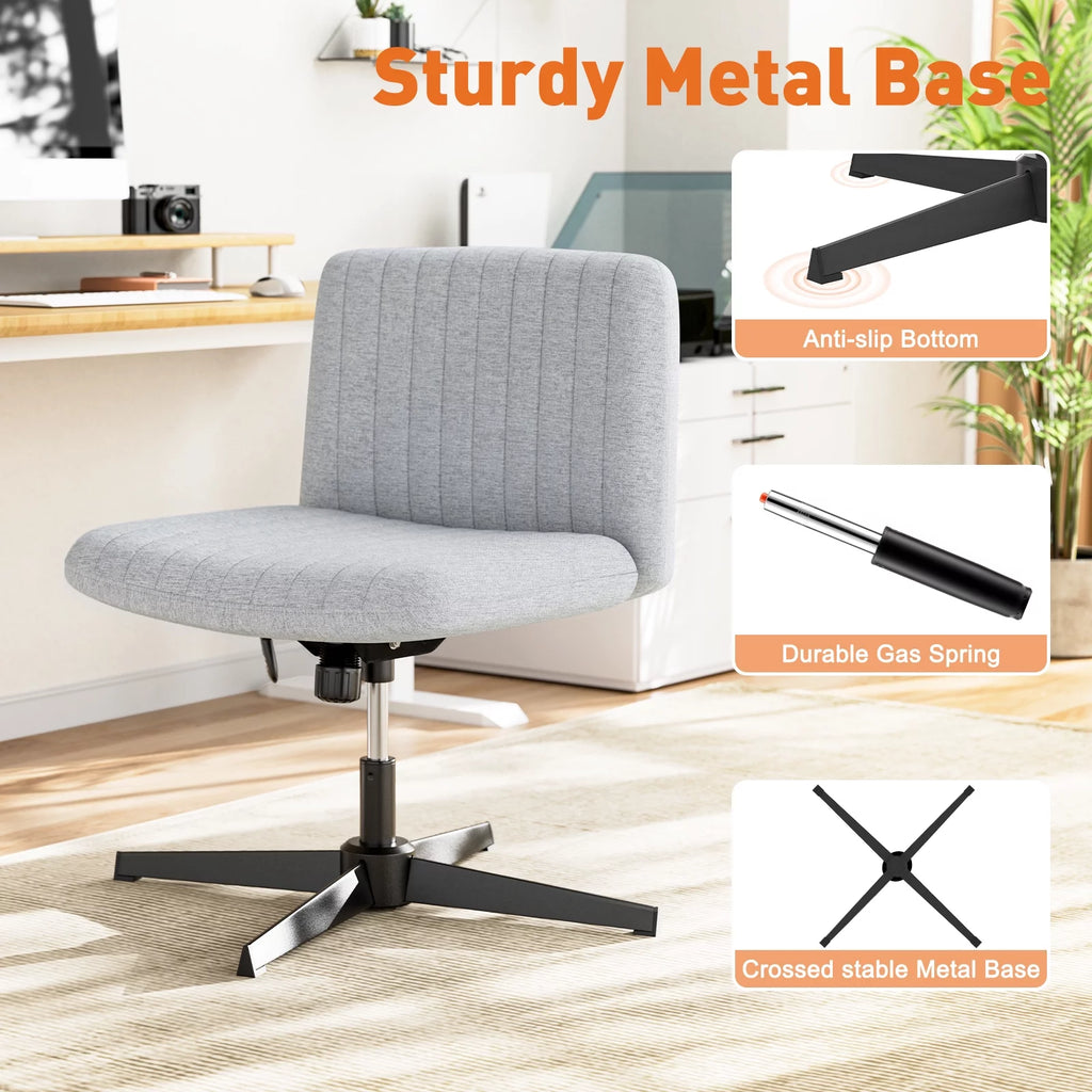 Cross Legged Armless Swivel Adjustable Fabric Office Chair G82693
