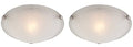White and Brushed Nickel Finish Flush-Mount Ceiling Fixture with White Alabaster Glass I5513