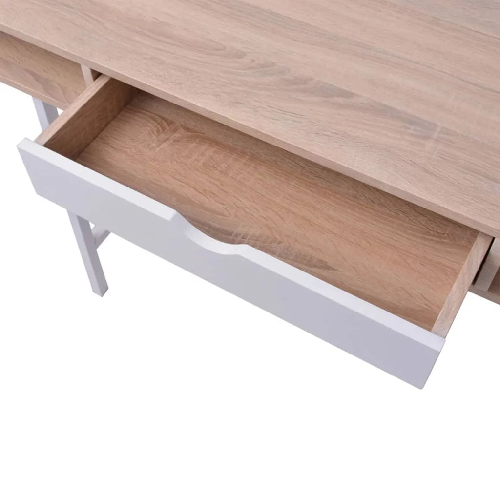 Oak and White 1 Drawer Desk I14744