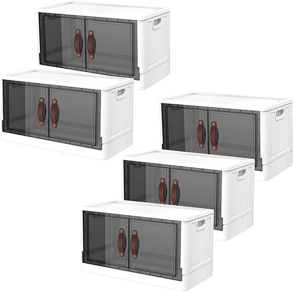 Beige 200 Qt (50 gal) 5 Pack Stackable Plastic Storage Bins with Lids H318