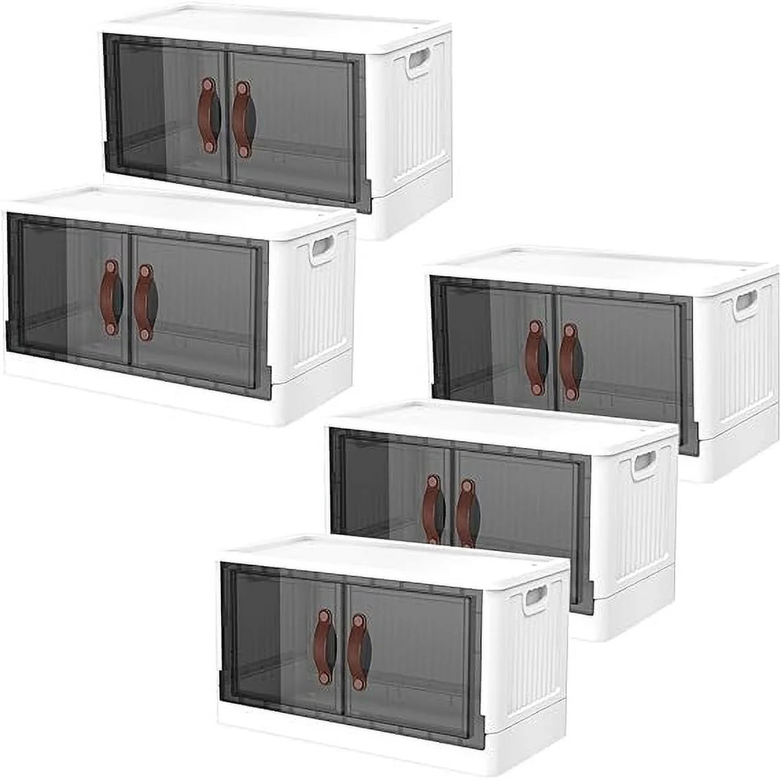 Beige 200 Qt (50 gal) 5 Pack Stackable Plastic Storage Bins with Lids H318