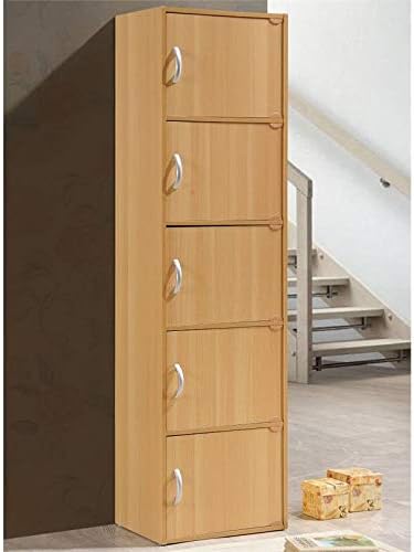 5 Shelf 5 Door Bookcase in Beech E20387